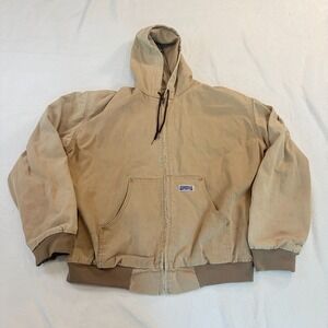 Vintage Big Smith Jacket Mens M Brown Hooded Canvas Workwear Duck USA 90s